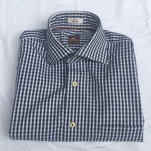 Peter Millar Mens Navy White Plaid Shirt Size M